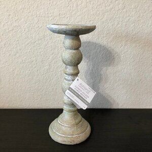 Ashland Candle Holder Beige Farmhouse Cottagecore Silver Stone Beige